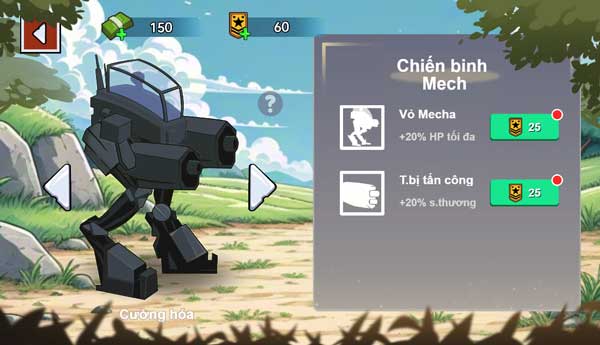 Nâng cấp các loại lính trong quân đoàn bằng điểm danh vọng