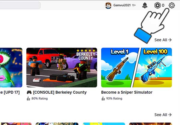 Nhấn vào biểu tượng bánh răng cưa