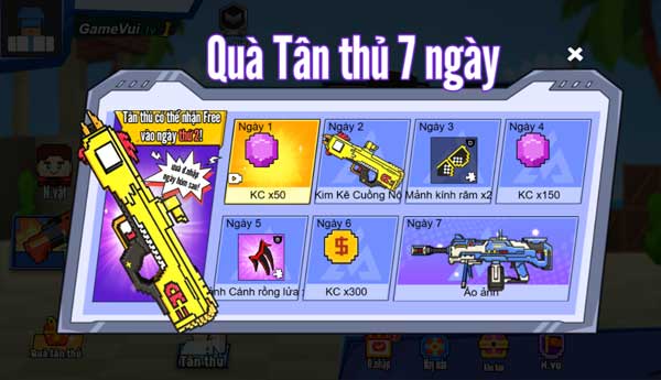 Quà tân thủ đăng nhập 7 ngày