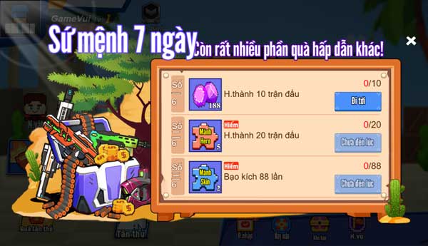 Làm nhiệm vụ để nhận nhiều tài nguyên