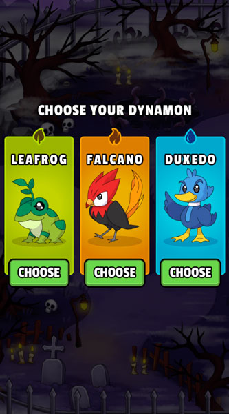 Lựa chọn khởi đầu với 3 Pokemon có các nguyên tố khác nhau.