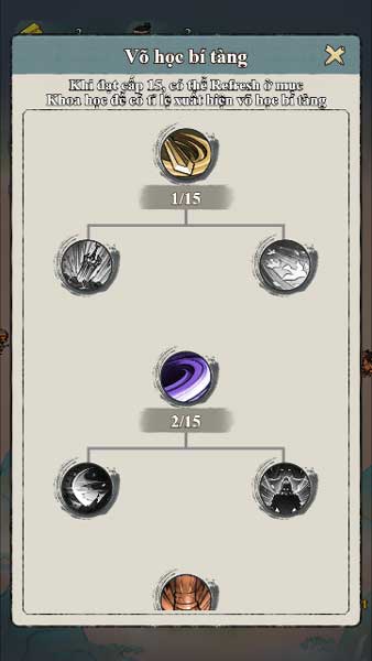 Nâng cấp bí tịch võ công để mở khóa tuyệt chiêu võ học