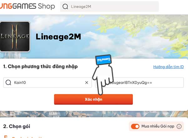 Điền server và ID nhân vật
