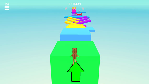 Nhảy qua nhiều chướng ngại vật để về đích.