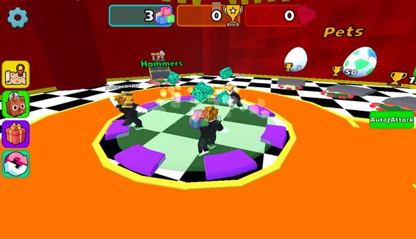 Bật chế độ Auto để Obby tự động khai thác tài nguyên