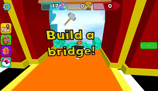 Điều khiển Obby di chuyển để xây cầu (cần có thật nhiều nguyên liệu)