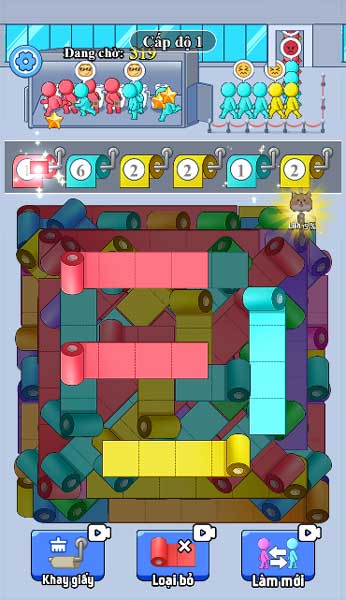 Xem video QC để mở khóa thêm các slot bồn cầu hoặc khay giấy vệ sinh