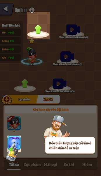 Triển khai đội hình cây trồng để chiến đấu