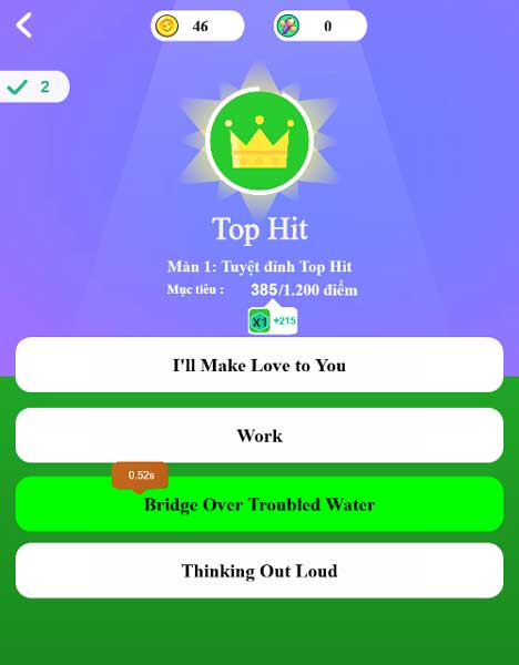 Trả lời đúng sẽ cộng điểm và tăng thời gian chơi