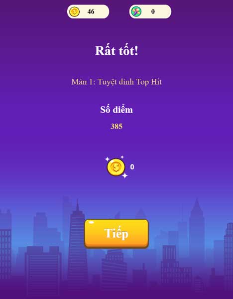 Hoàn thành cấp độ và tổng kết số điểm