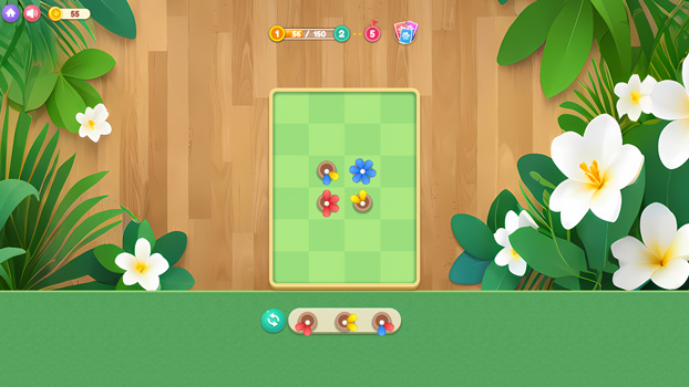 Ghép các bông hoa có cùng màu sắc.