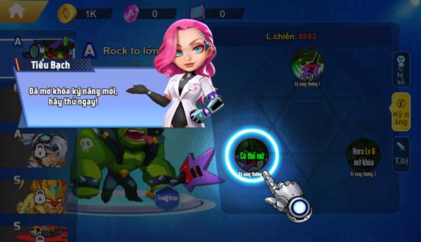 Mở khóa kỹ năng và trang bị của nhân vật