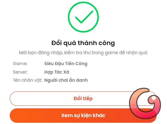 Đổi quà thành công