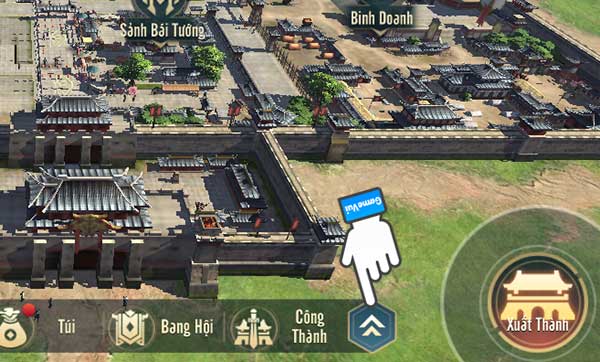 Chạm vào mũi tên xanh