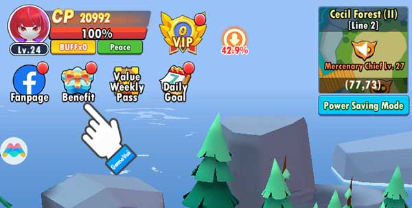 Chạm vào mục Benefit