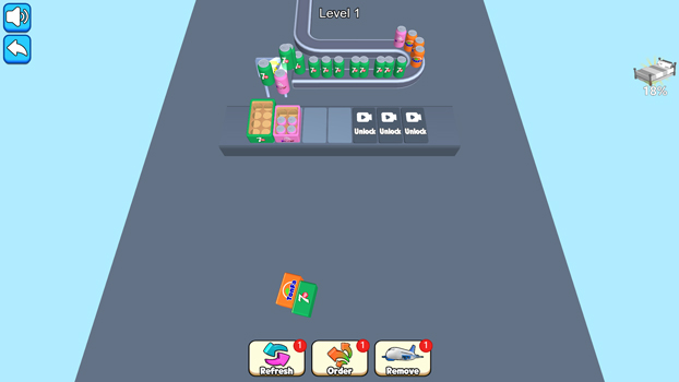 Dùng thùng để chứa các lon nước ngọt.