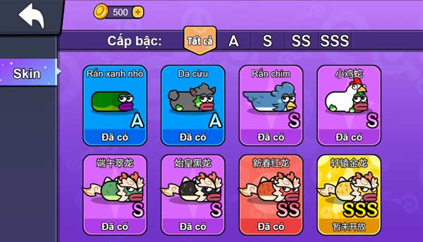 Rất nhiều mẫu Skin nhân vật có trong Shop cửa hàng