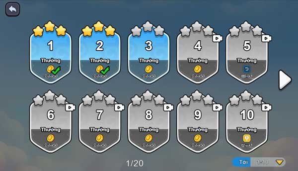 Rất nhiều cấp độ để người chơi thử sức