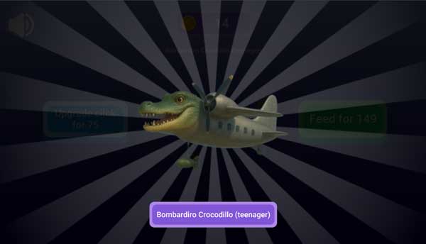 Tăng sức mạnh chỉ số bấm chuột hoặc cho ăn để mở khóa hình dạng Brainrot cấp cao hơn