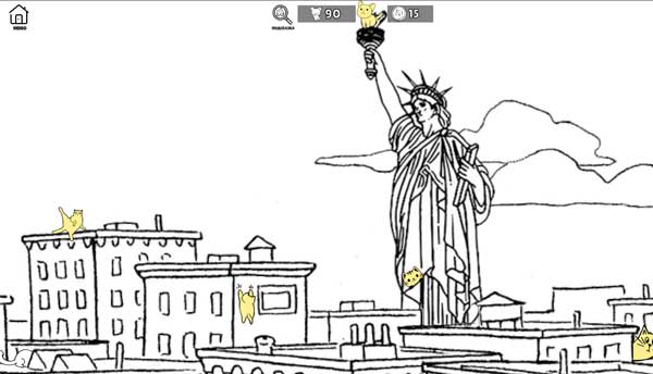 Những con mèo đã tìm được sẽ được đánh dấu màu vàng như hình