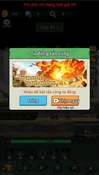 Xem video QC để nhận thêm Buff hỗ trợ