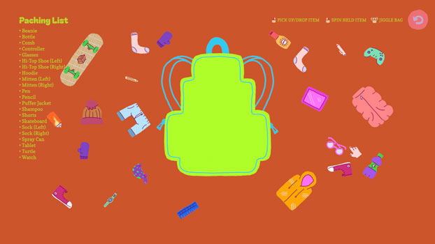 Sắp xếp tất cả các đồ vật vào hành lý.