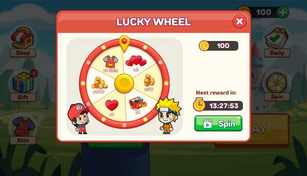 Tính năng vòng quay may mắn nhận thưởng