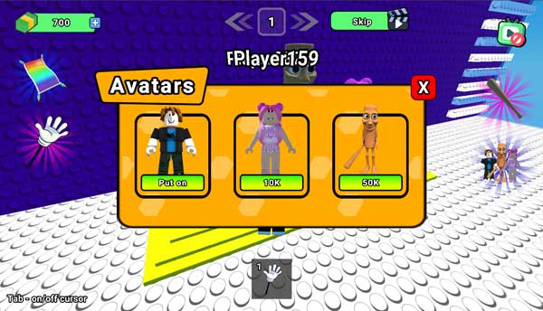 Hiện tại có 3 mẫu Skin nhân vật Obby để người chơi lựa chọn