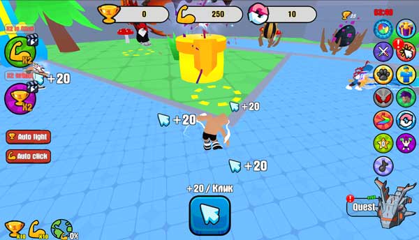 Click, bấm chuột liên tục để tăng sức mạnh cho nhân vật Obby