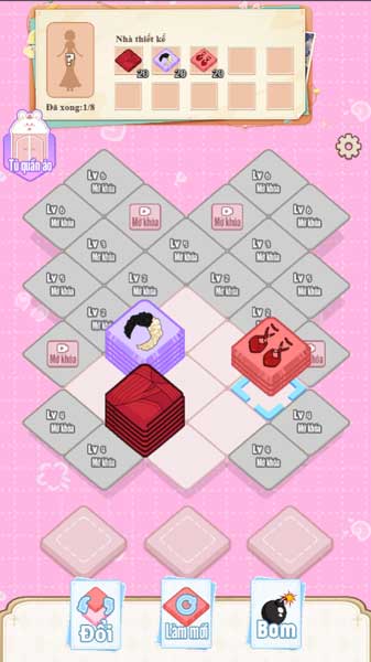 Các ô vải giống nhau sẽ mở khóa bộ phận yêu cầu ở phía trên