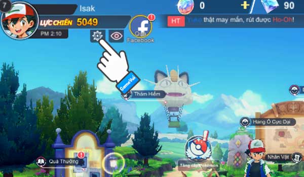 Chạm vào biểu tượng bánh răng cưa