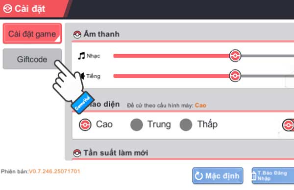 Chọn Giftcode