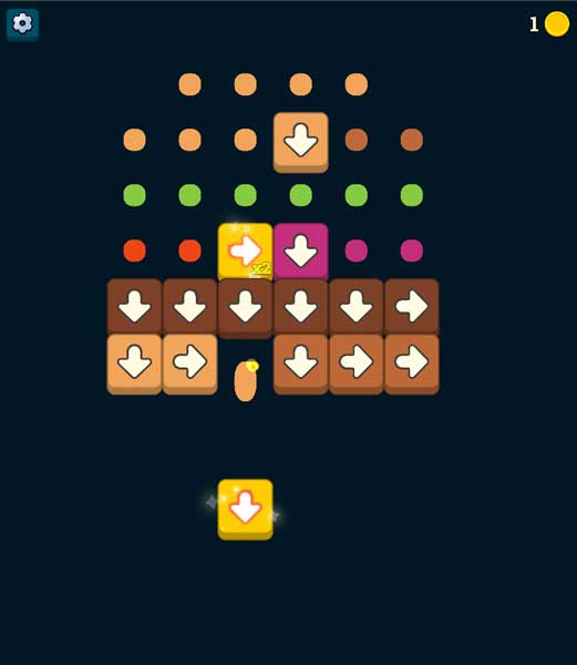 Những mũi tên trong ô có màu đặc biệt sẽ nhận thêm đồng xu