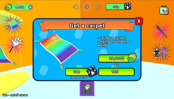 Thảm bay giúp Obby chinh phục nhiều tầng tháp dễ hơn