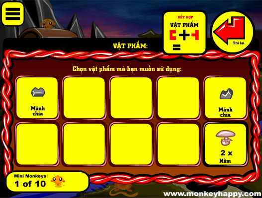 Ghép hoặc sử dụng hợp lý các vật phẩm.