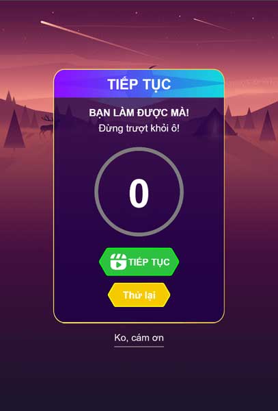 Có thể xem video QC để tiếp tục thử thách