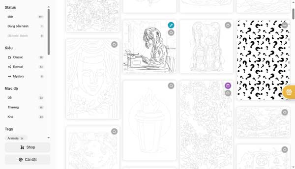 Rất nhiều bức tranh để người chơi thử sức