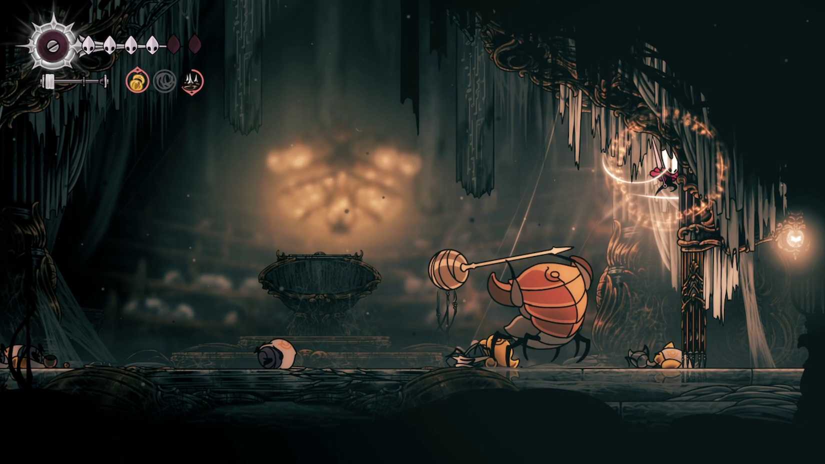 healing in the top left corner of the high halls gauntlet in silksong