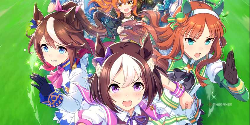 Several trainees in Umamusume: Pretty Derby racing from hte start screen.