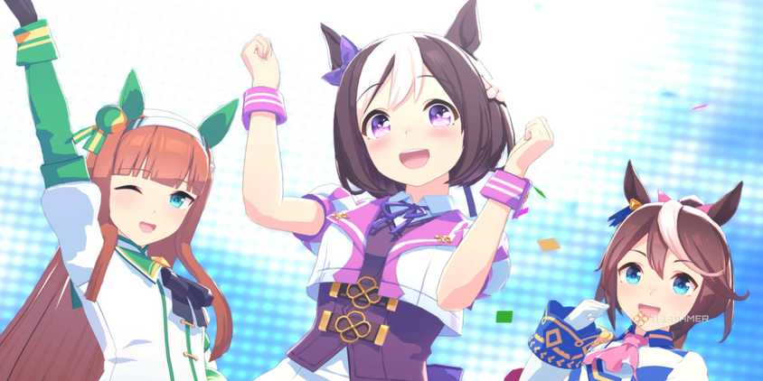 Umamusume Pretty Derby girls looking at the screen.