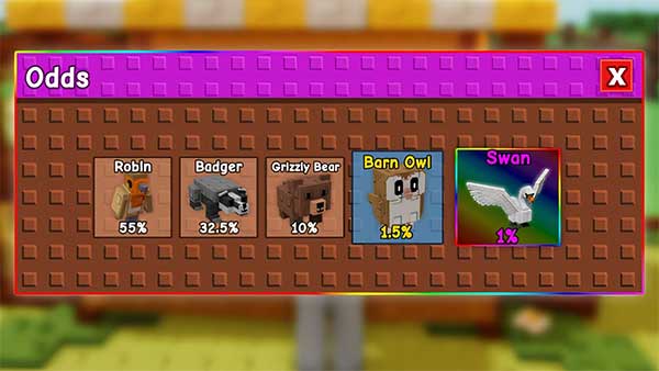 Tất cả thú cưng từ Fall Egg và tỉ lệ nở