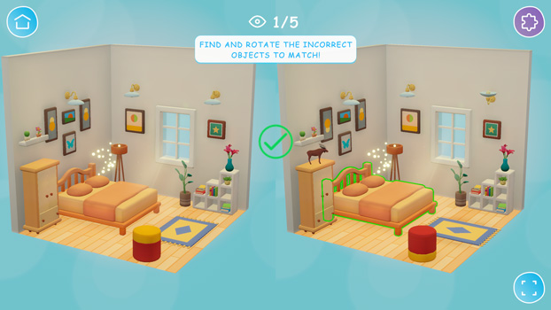 Tìm ra những điều khác nhau giữa hai căn phòng và sửa chúng để chúng trở nên giống nhau.