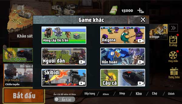 Nhiều chế độ chơi khác nhau