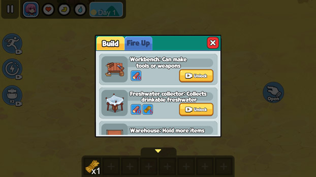 Mở khoá các vật phẩm.