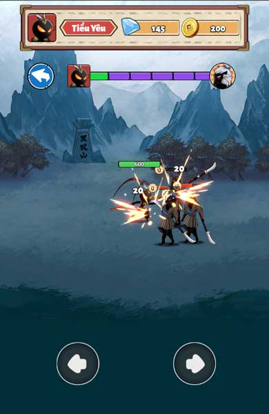 Bấm chuột sang trái và phải màn hình để tấn công