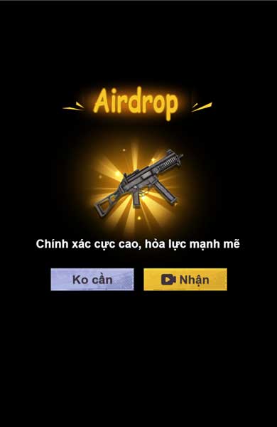 Xem video QC để nhận vật phẩm tiếp tế