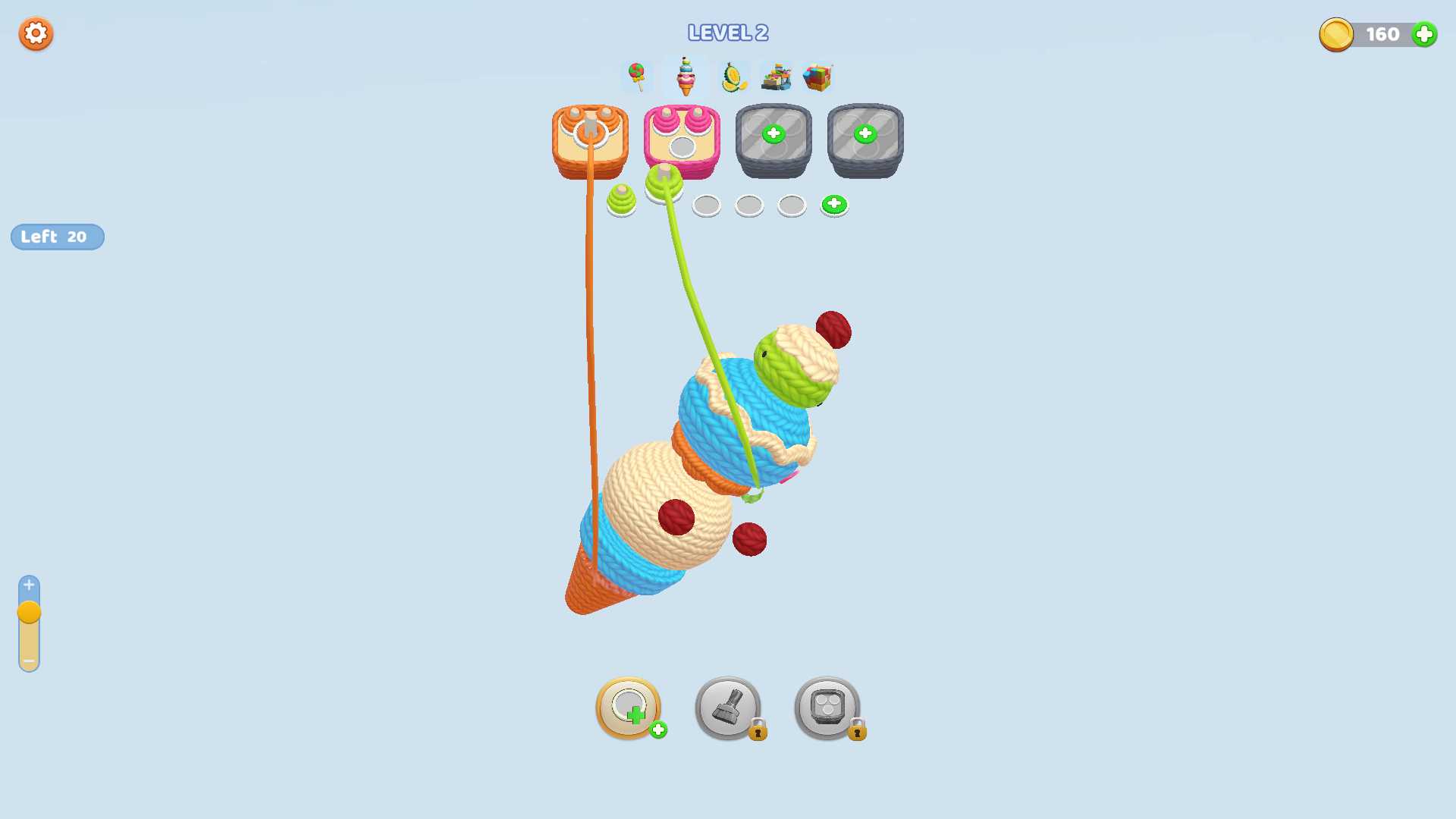 Tháo gỡ các sợi len có cùng màu sắc.