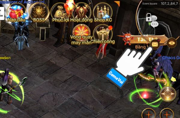 Chạm vào biểu tượng lá thư