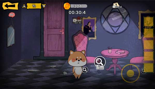 Tìm kiếm các vật phẩm trong từng căn phòng