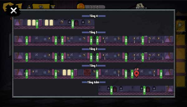 Bản đồ hiển thị vị trí của nhân vật